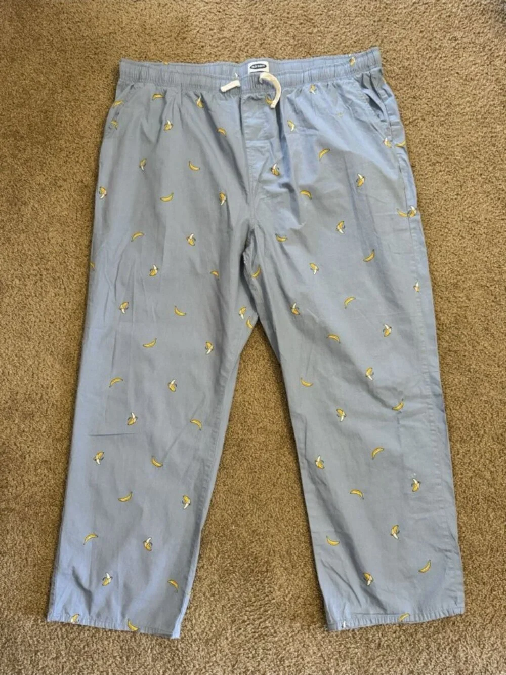 OLD NAVY WomenS 2XL Banana Print Pajama Lounge Pants Blue Drawstring Comfy